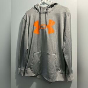 Under Armour Big Logo Fleece Hoodie Grey & Orange Men's XL